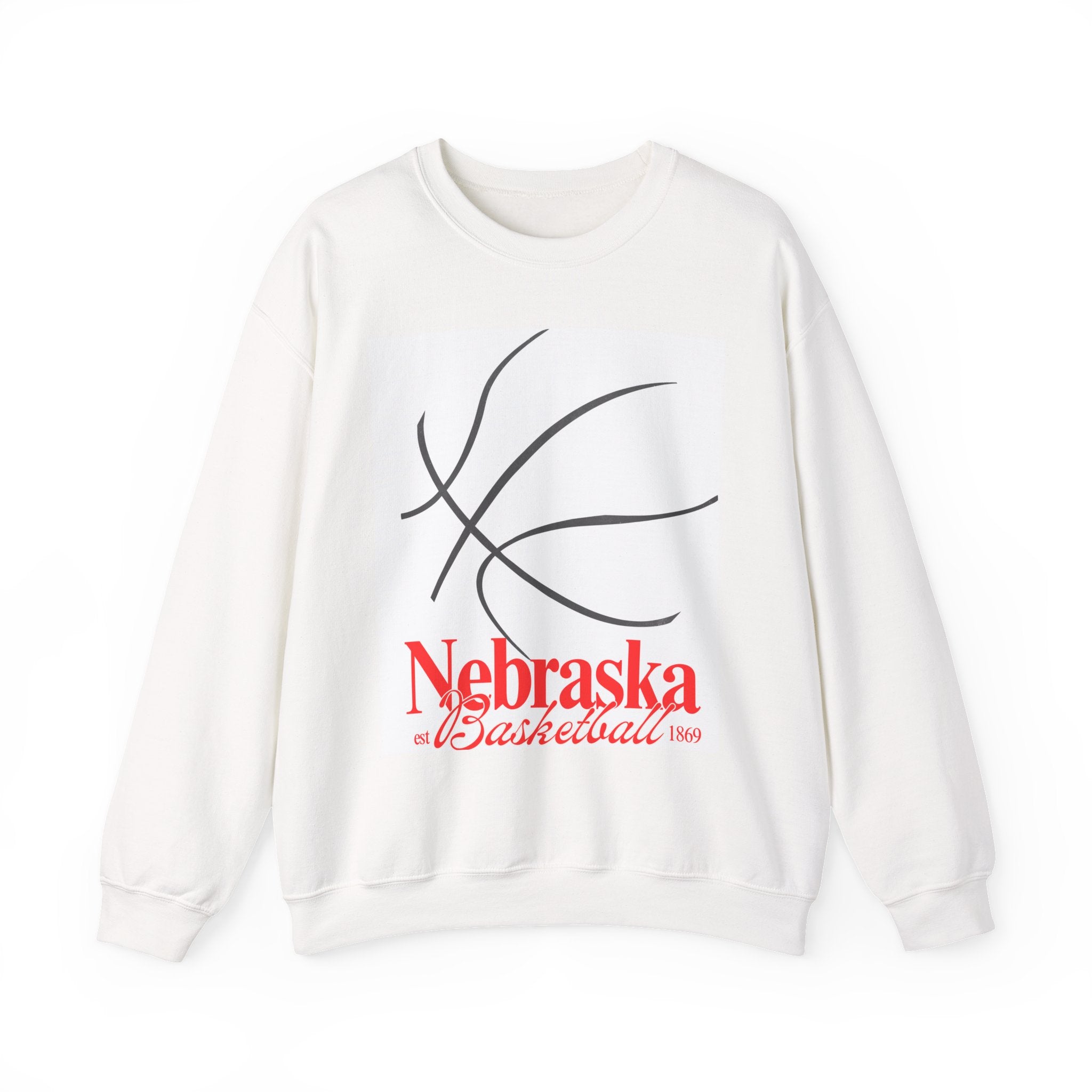 Nebraska Basketball Crewneck Sweatshirt — Vintage Hoop Graphic